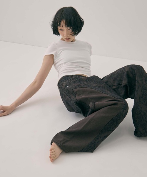 ワイドパンツ ジーンズ デニム デニムパンツ レディースの画像