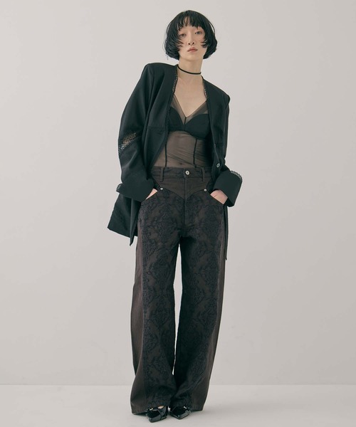 ワイドパンツ ジーンズ デニム デニムパンツ レディースの画像