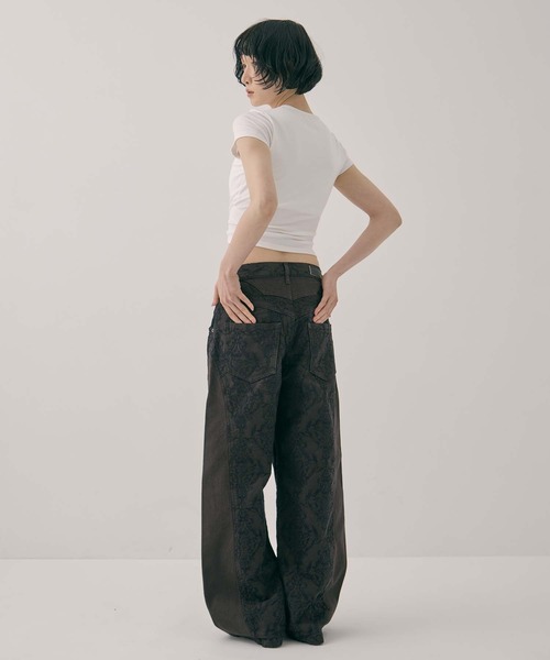 ワイドパンツ ジーンズ デニム デニムパンツ レディースの画像