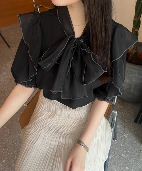 「junoah」 半袖ブラウス MEDIUM ホワイト レディース_画像7