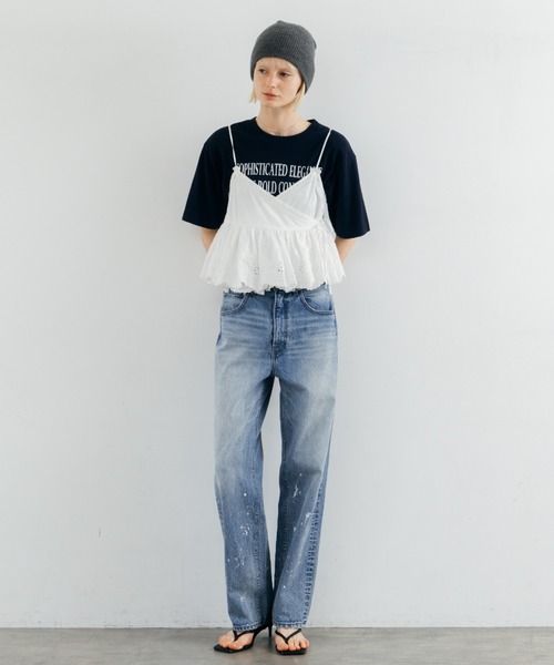 ワイドパンツ ジーンズ デニム デニムパンツ PAINTING JEANS/ペインティングジーンズ レディースの画像