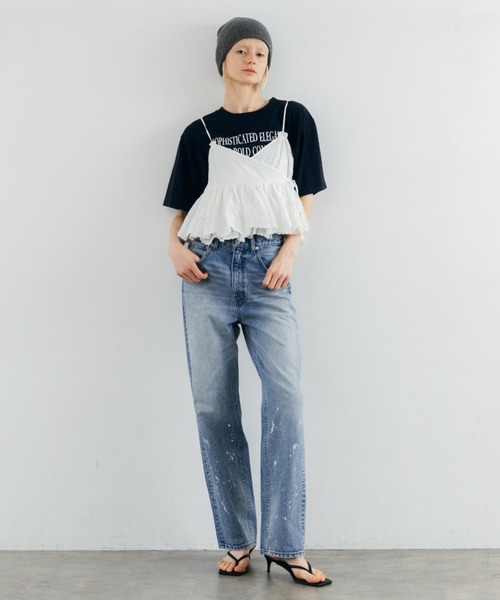 ワイドパンツ ジーンズ デニム デニムパンツ PAINTING JEANS/ペインティングジーンズ レディースの画像