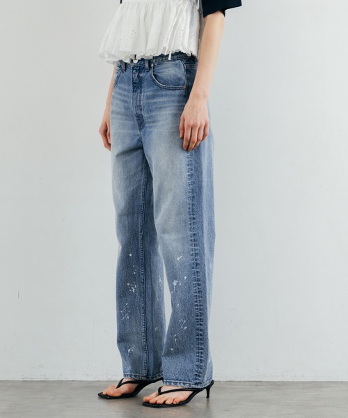 ワイドパンツ ジーンズ デニム デニムパンツ PAINTING JEANS/ペインティングジーンズ レディースの画像