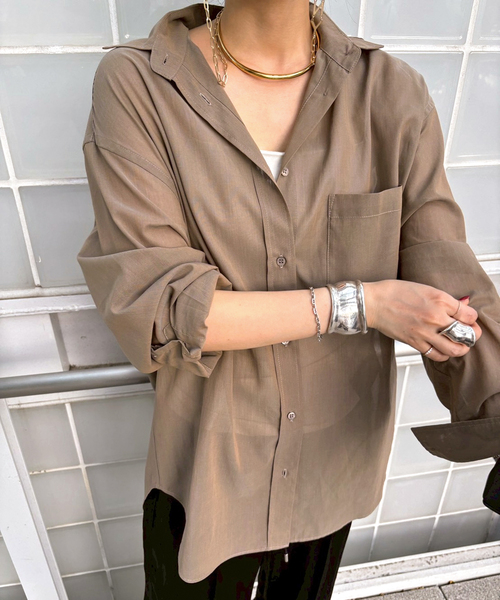 AP STUDIO ブラウス シャツ シアーシャツ(ベージュ) レディース