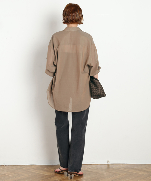 AP STUDIO ブラウス シャツ シアーシャツ(ベージュ) レディース