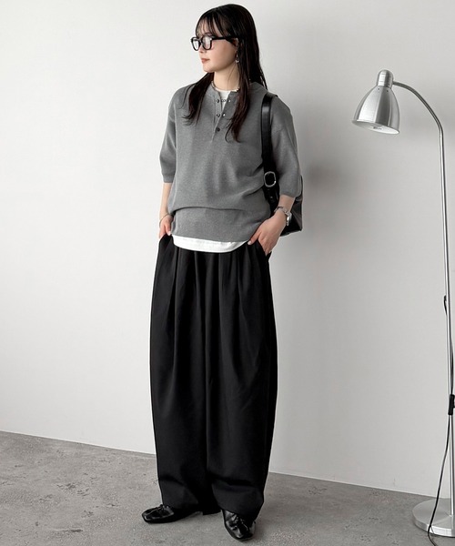 「WYM LIDNM」 7分袖ニット S グレー メンズ_画像2