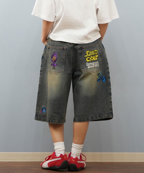「SANTA CRUZ」 デニムハーフパンツ M グリーン レディース_画像4