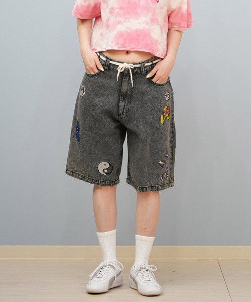 「SANTA CRUZ」 デニムハーフパンツ M グリーン レディース_画像9