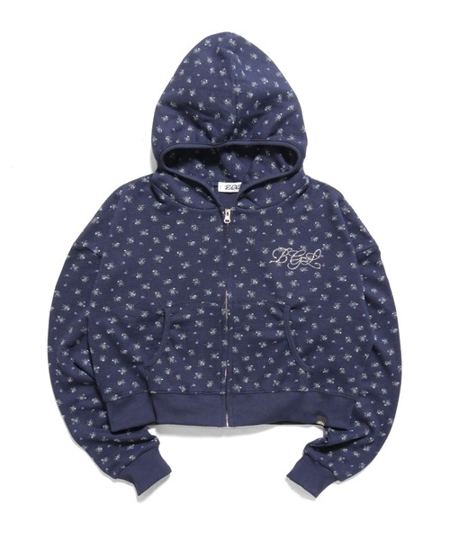 BGL パーカー FLOWER WAFFLE ZIP PARKA / 小花柄 / ワッフル