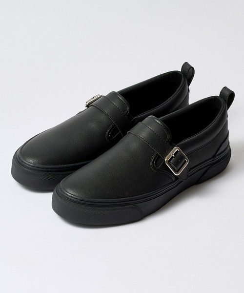 【美品】コンバース　黒　革靴　スリッポン　ベルト　27センチ SLACK FOOTWEAR スリッポン ビジネススニーカー スリッポン ベルト