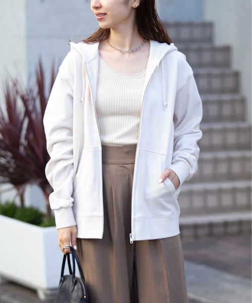 CITYSHOP◆パーカー/--/ポリエステル/WHT/無地/24-070-042-8390-1-0 スウェードタッチダンボールジップパーカ（パーカー） | THE