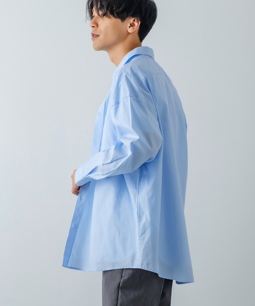 青の長袖シャツ Oサイズ improves シャツ 「improves」ブロード レギュラーカラー