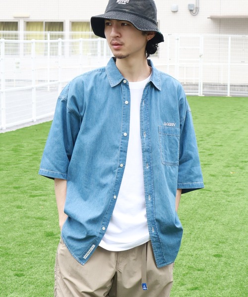 45r 45rpm デニムショートスリーブシャツ 半袖シャツ L ショートスリーブ シャツ（デニム） ブルー - LOEWE