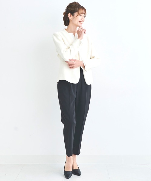 closet storyパウダリー カラーレスパンツスーツセットアップ手洗い可能 DRESS LAB セットアップ 「手洗い可能/セットアップ」ツイード