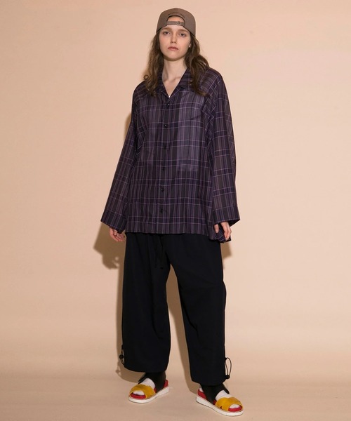 メンズ シャツ ブラウス 「my beautiful landlet」 ORGANDY CHECK RAGLAN OVERSIZE SHIRT｜zozo｜14