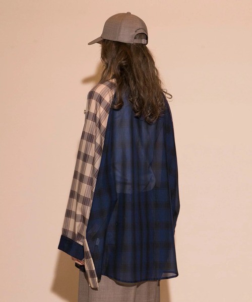 メンズ シャツ ブラウス 「my beautiful landlet」 ORGANDY CHECK RAGLAN OVERSIZE SHIRT｜zozo｜18