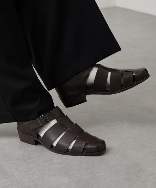 CALLNE サンダル 「CALLNE」Real Leather Squaretoe Gluca Heelsandal