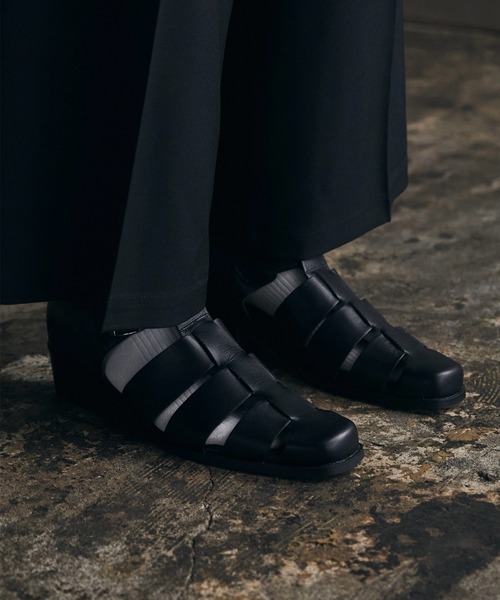 CALLNE】Real Leather Squaretoe Gluca Heelsandal / 本革