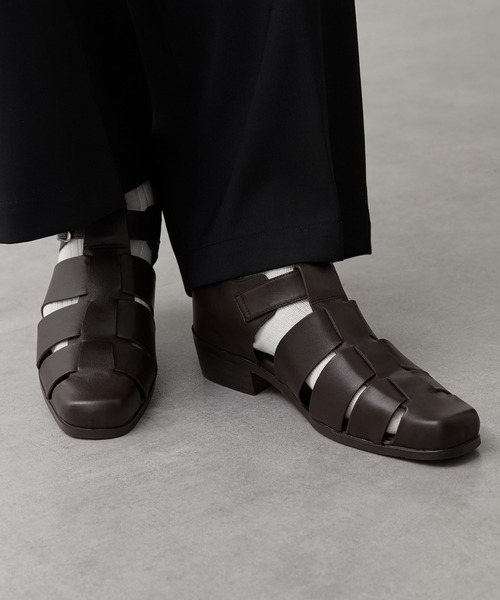 CALLNE サンダル 「CALLNE」Real Leather Squaretoe Gluca Heelsandal