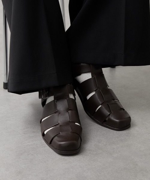CALLNE サンダル 「CALLNE」Real Leather Squaretoe Gluca Heelsandal