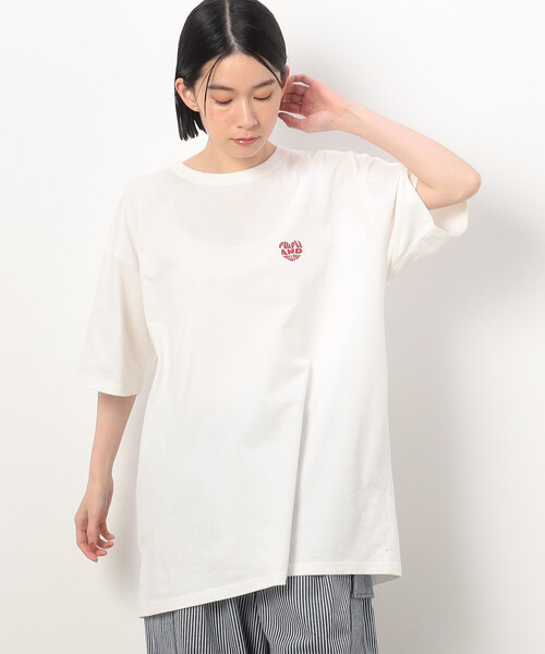 Purple&Yellow tシャツ ハートロゴプリント ロング丈半袖T