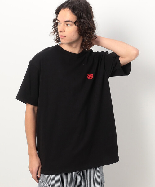 Purple&Yellow tシャツ ハートロゴプリント ロング丈半袖T