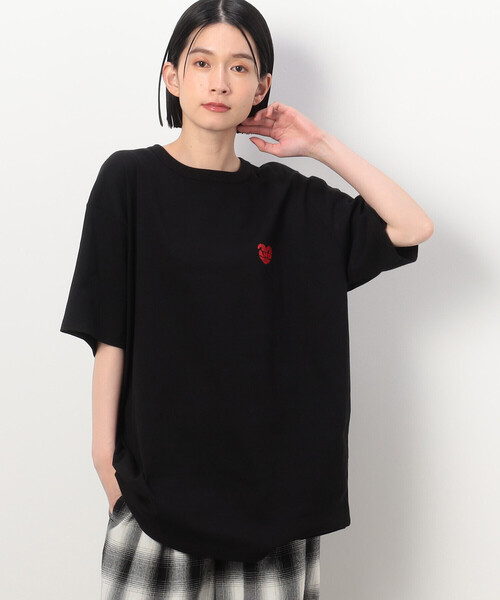 グラスハート　Tシャツ（黒）＆メッセージカード セール】 サークル メッセージプリント 半袖Tシャツ （Tシャツ