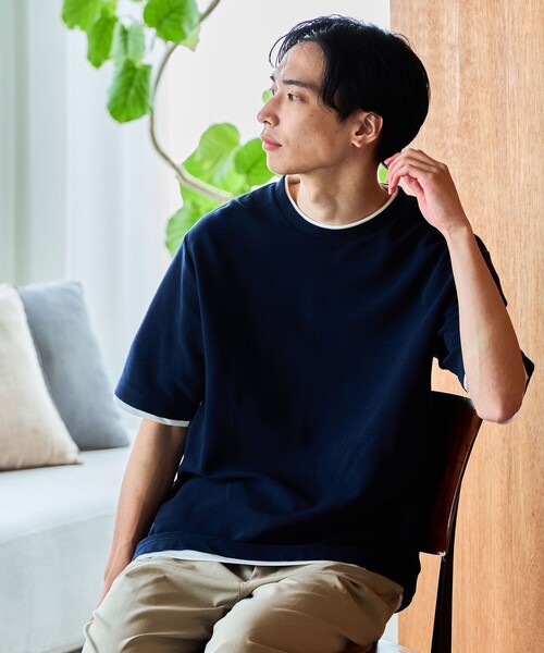 美品 DUAL VIEW デュアルビュー ベアモチーフTシャツ ネイビー 42 DUAL VIEW（デュアルヴュー）トルソーモチーフビジュー