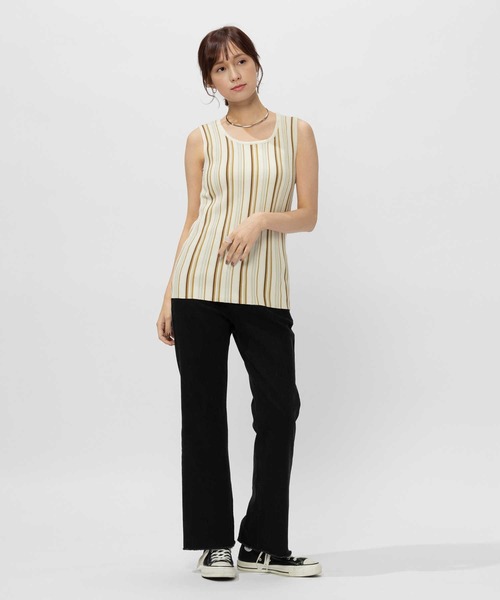 タンクトップ ノースリーブ タンクセットバックリボン柄編みニット レディース BACK NUMBER タンクトップ ノースリーブ 「BACK NUMBER