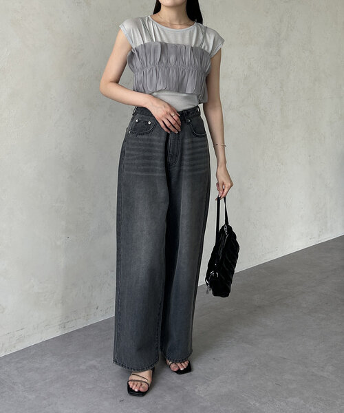 tシャツ シアーラメビスチェセットプルオーバー「洗える」 レディース SALON adam et ropé(サロン アダム エ ロペ) / シアーラメ