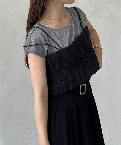 Thevon tシャツ ギャザービスチェ×ラメシアープルオーバー