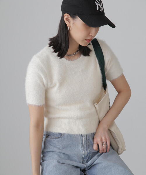 シャギー半袖ニット FREE'S MART ニット セーター 「6色展開」シャギー半袖ニット