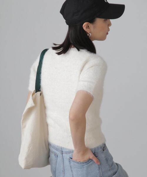 シャギー半袖ニット FREE'S MART ニット セーター 「6色展開」シャギー半袖ニット