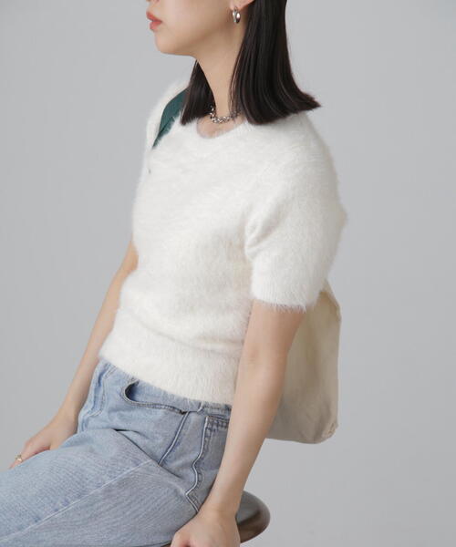 シャギー半袖ニット FREE'S MART ニット セーター 「6色展開」シャギー半袖ニット