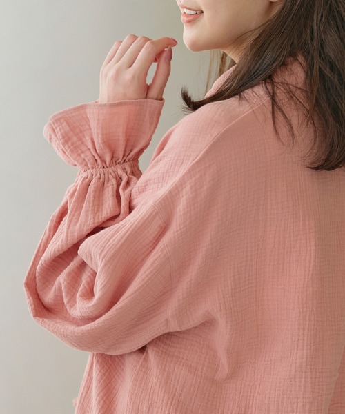 新品★LA SENZA ★高品質シャツスタイルパジャマ★コットン★ピンク★可愛い セール】ストライプ柄 開襟 パイピング パジャマ セットアップ