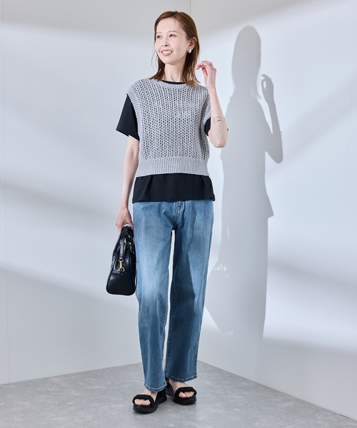 ROPE ストレートデニム ハイウエスト ロペピクニック ROPE' PICNIC ウエストシェイプデニムストレート