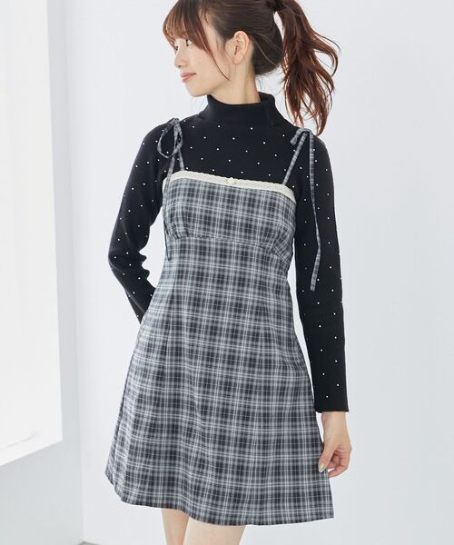 ワンピース Mimi check set mini dress AM1596 Mimi check set mini