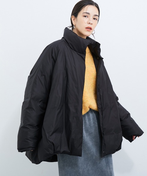 アダムエロペクアトロ　ノーカラーコクーンダウンコート　ダウン　比翼　ベージュ　S LE CERCLE par rope' ダウンコート ダウンジャケット 「ALLIED