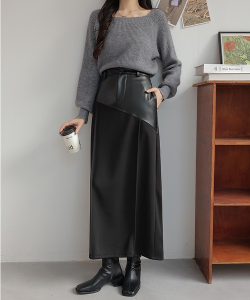 スカート パッチワークロングレザースカート : ZOZOTOWN Yahoo!店
