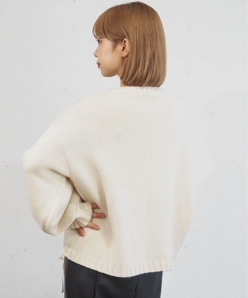 とち様　RDドロストブルー38 tiptop+pocket｜tiptop/フロントドロストニットプルオーバー