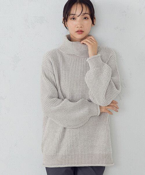 COMME CA ISM ニット セーター ラメモール オフタートルネックニット 