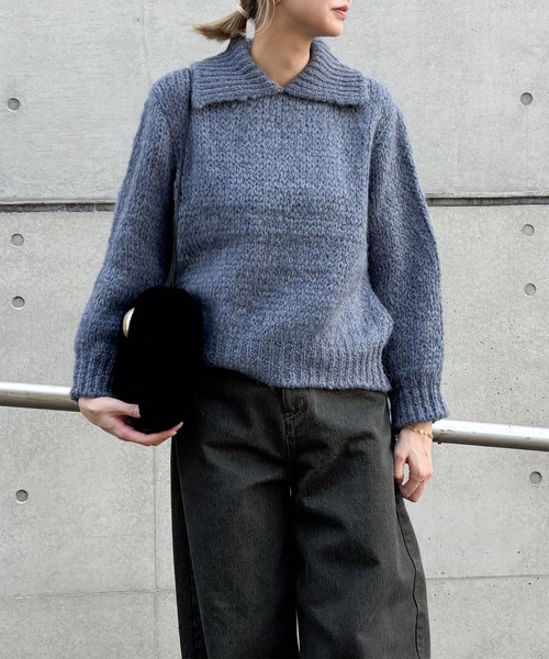 ニット セーター 「Tricots Jean Marc」襟付きモヘヤ混ニットプルオーバー レディース TRICOTS JEAN MARC ニット セーター 「Tricots Jean Marc」襟