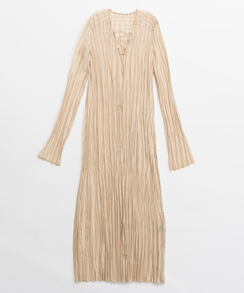 ドレス ランダムプリーツレースアップドレス / Random Pleat Lace-up Dressの画像