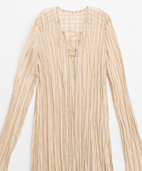 ドレス ランダムプリーツレースアップドレス / Random Pleat Lace-up Dressの画像