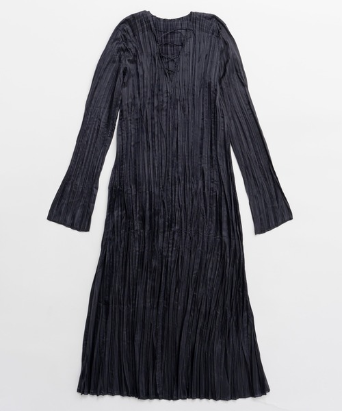 ドレス ランダムプリーツレースアップドレス / Random Pleat Lace-up Dressの画像