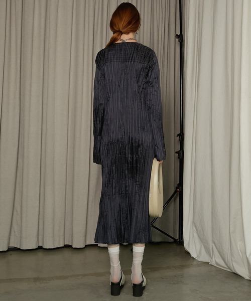 ドレス ランダムプリーツレースアップドレス / Random Pleat Lace-up Dressの画像