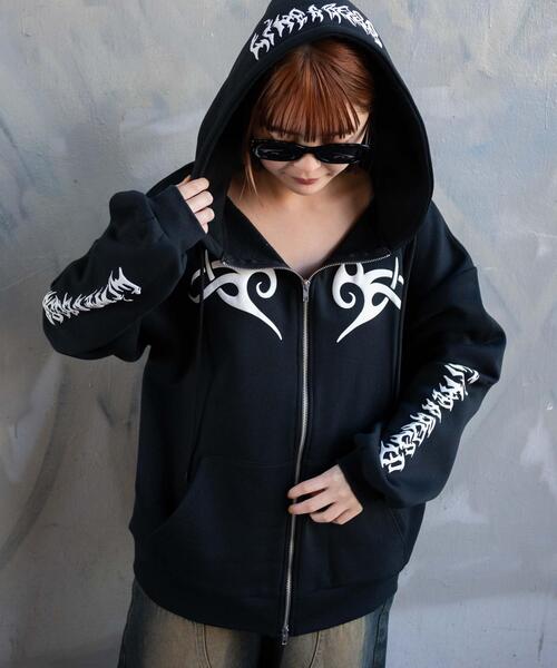 WEGO（ウィゴー） パーカー WEGO/グラフィック裏起毛ZIPビッグパーカー