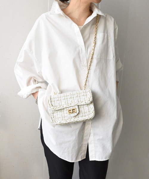 非売品　ホワイトボックスバッグ、ショルダーバッグ ツイードパーティーバッグ 非売品 ホワイトボックスバッグ、ショルダーバッグ ツイードパーティー