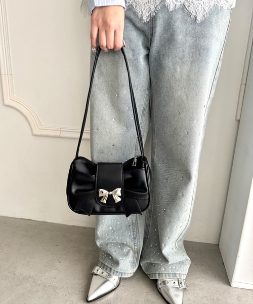 Loueme ショルダーバッグ バッグ リボンモチーフホーボーバッグ