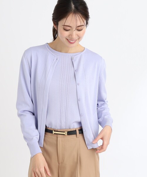 カーディガン 「夏SALE／WEB限定カラーあり／アンサンブル可」比翼仕立てニットカーディガン レディース Reflect カーディガン 「夏SALE／WEB限定カラーあり